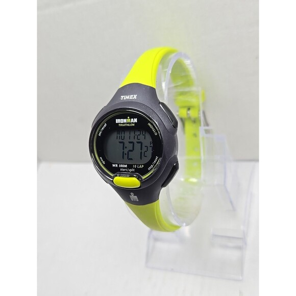 Timex Ironman Triathlon 10 Lap Lime Black Digital Watch New Battery Women WR100M - Picture 2 of 11